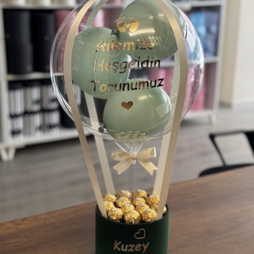 Ailemize Hoşgeldin Bebek Balon Kutusu Çikolatalı