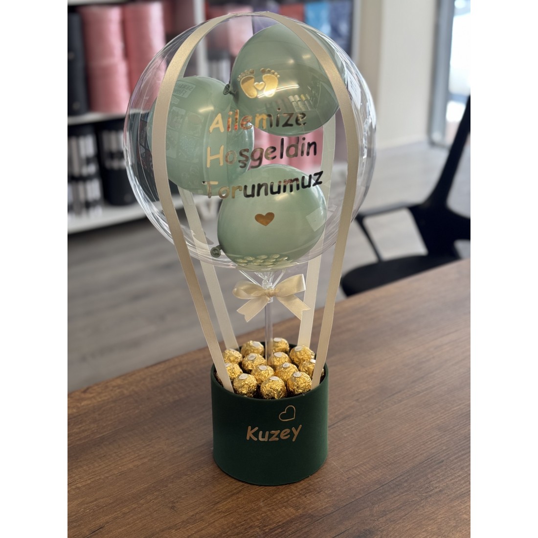Ailemize Hoşgeldin Bebek Balon Kutusu Çikolatalı
