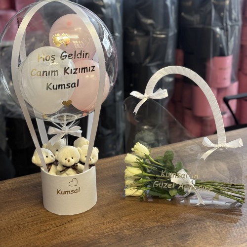 2’li set Anne Bebek (Hoş Geldin Canım Kızımız) Bebek Balon Kutusu