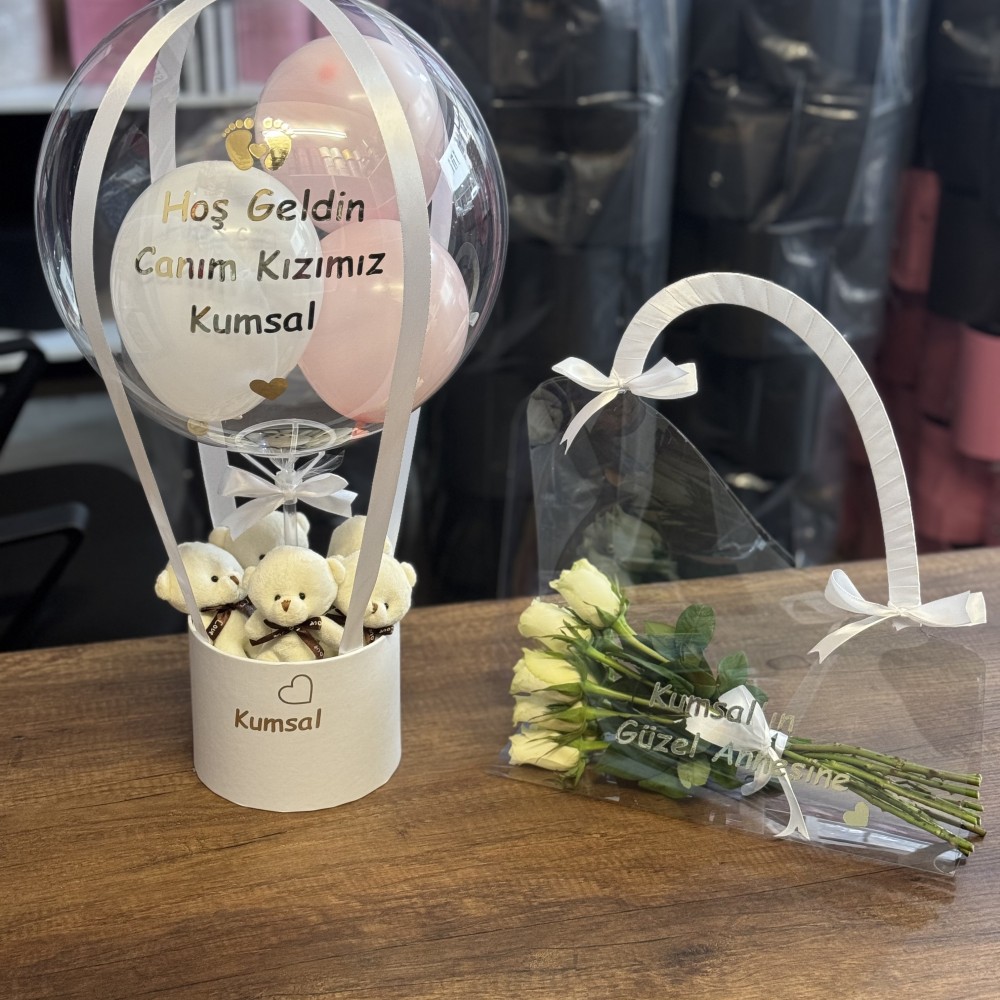 2’li set Anne Bebek (Hoş Geldin Canım Kızımız) Bebek Balon Kutusu