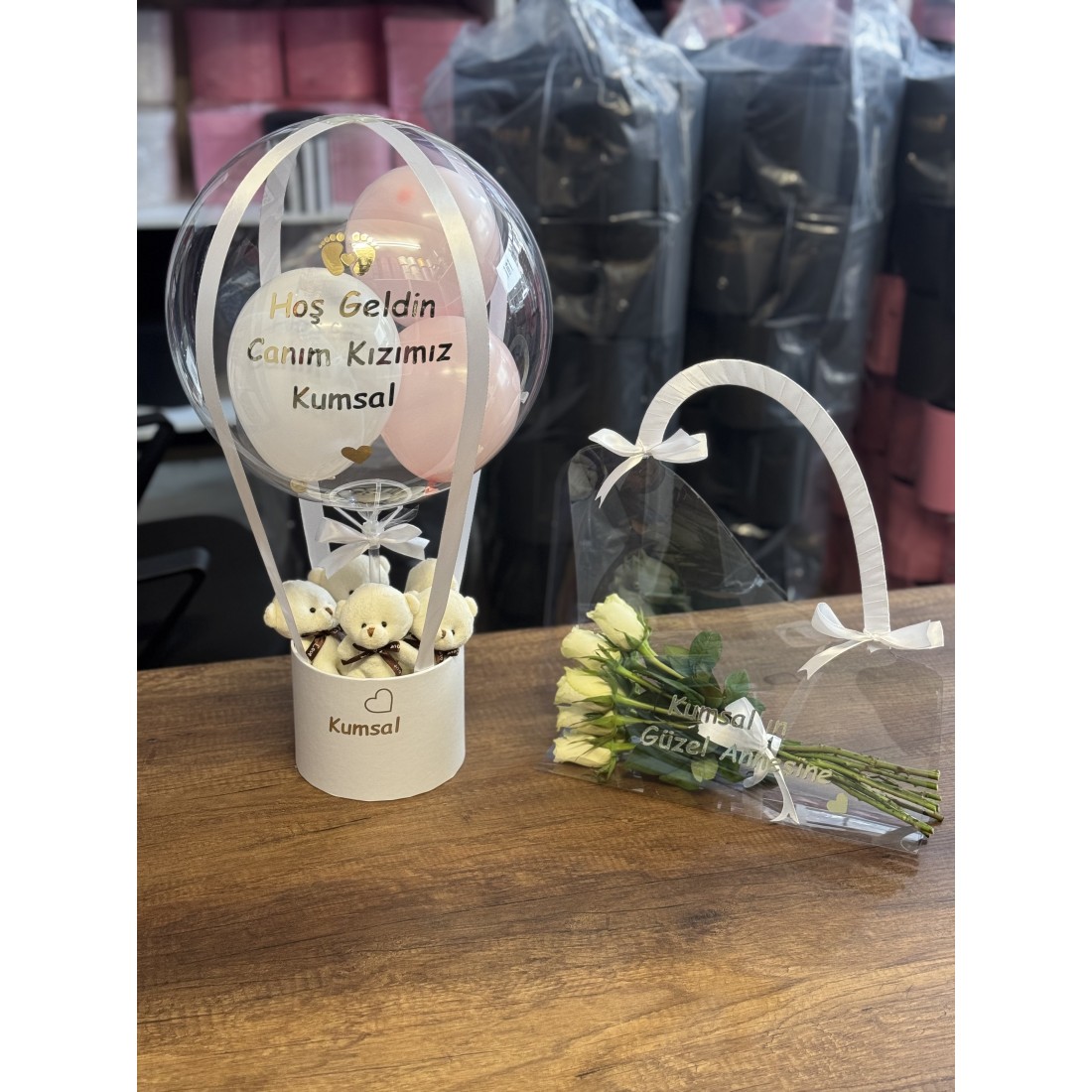 2’li set Anne Bebek (Hoş Geldin Canım Kızımız) Bebek Balon Kutusu