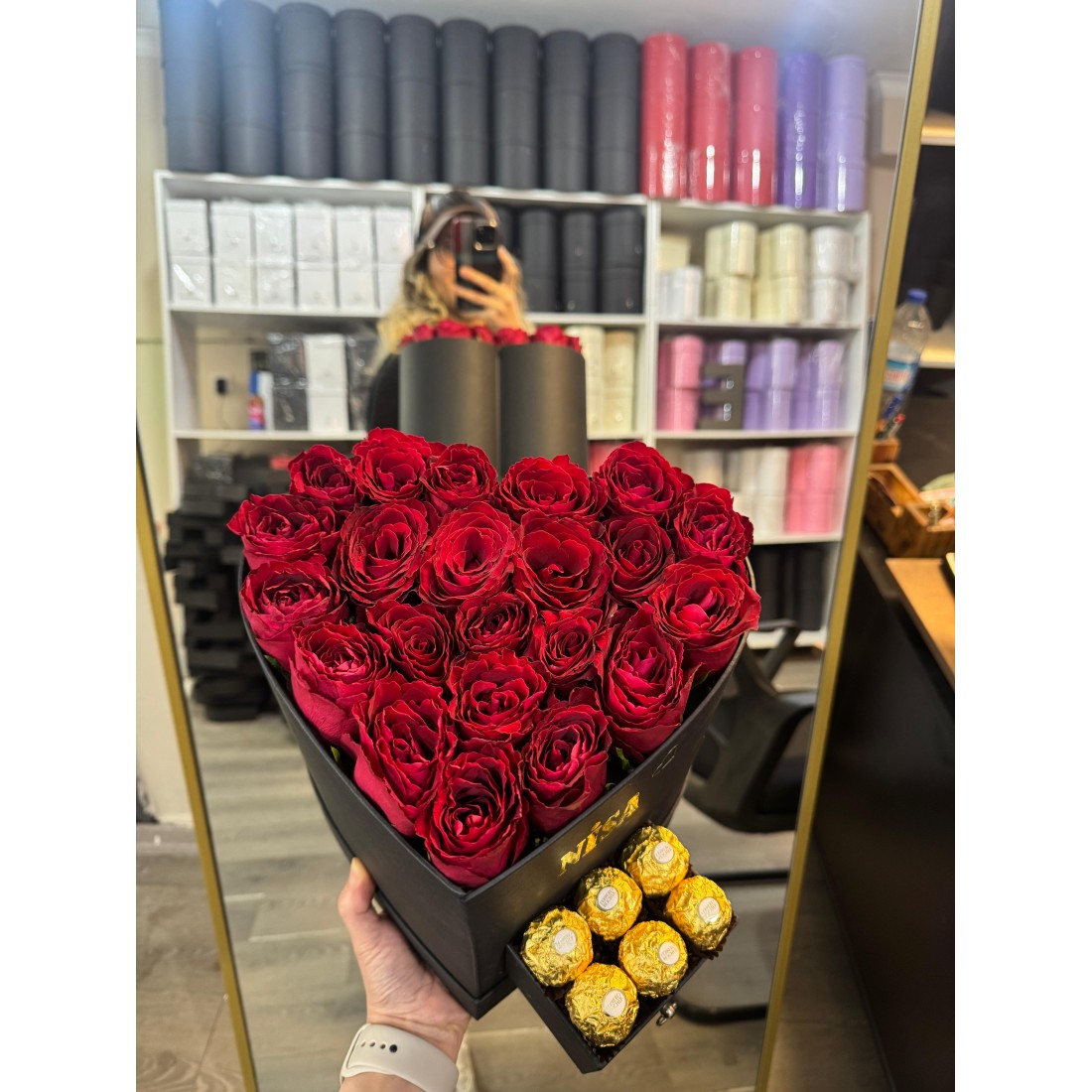 Çekmeceli Kalp Kutu (Kırmızı Güller)