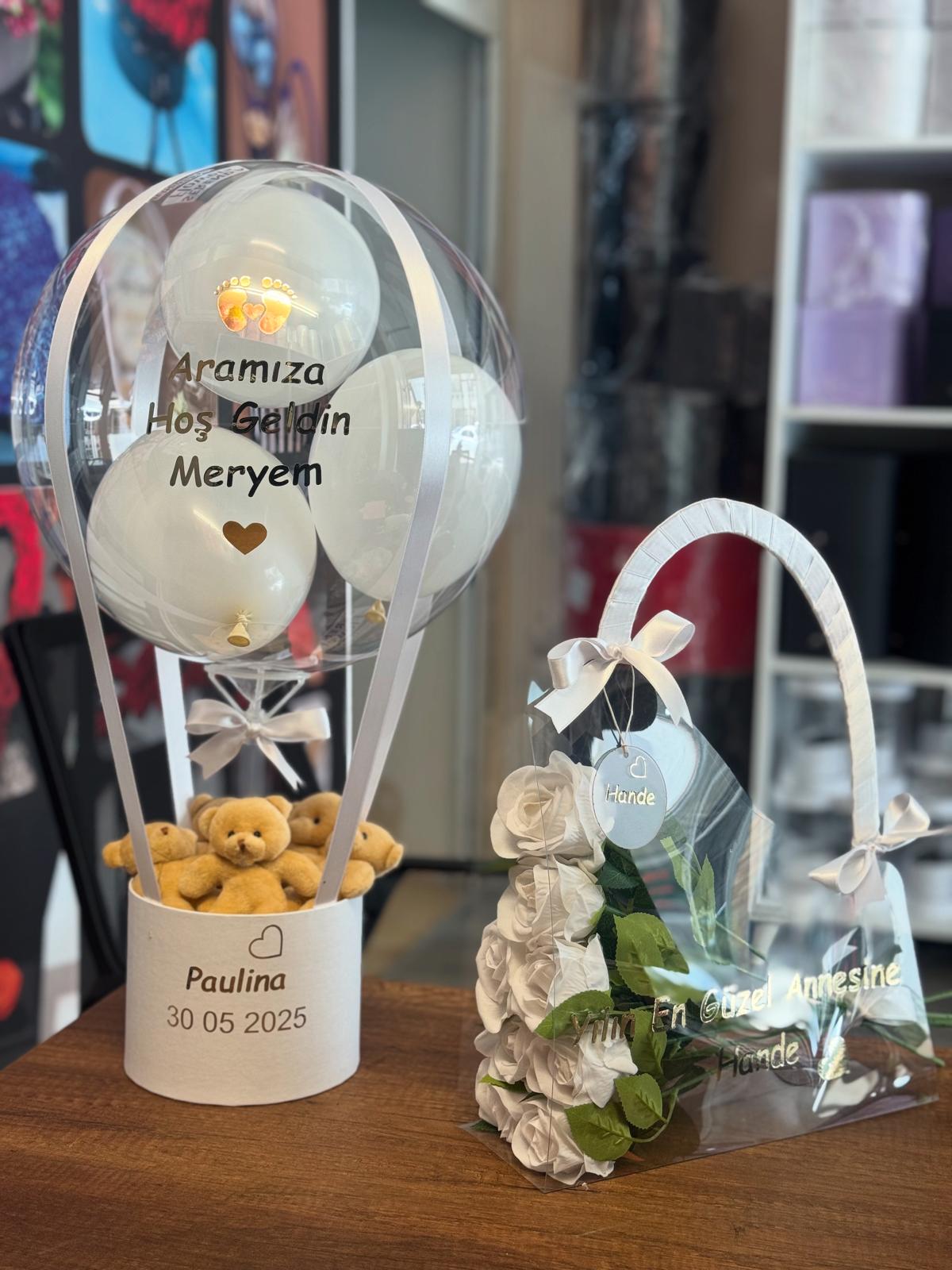 Aramıza Hoş Geldin Bebek Balon Kutusu 2'li set (Çanta,Balon)