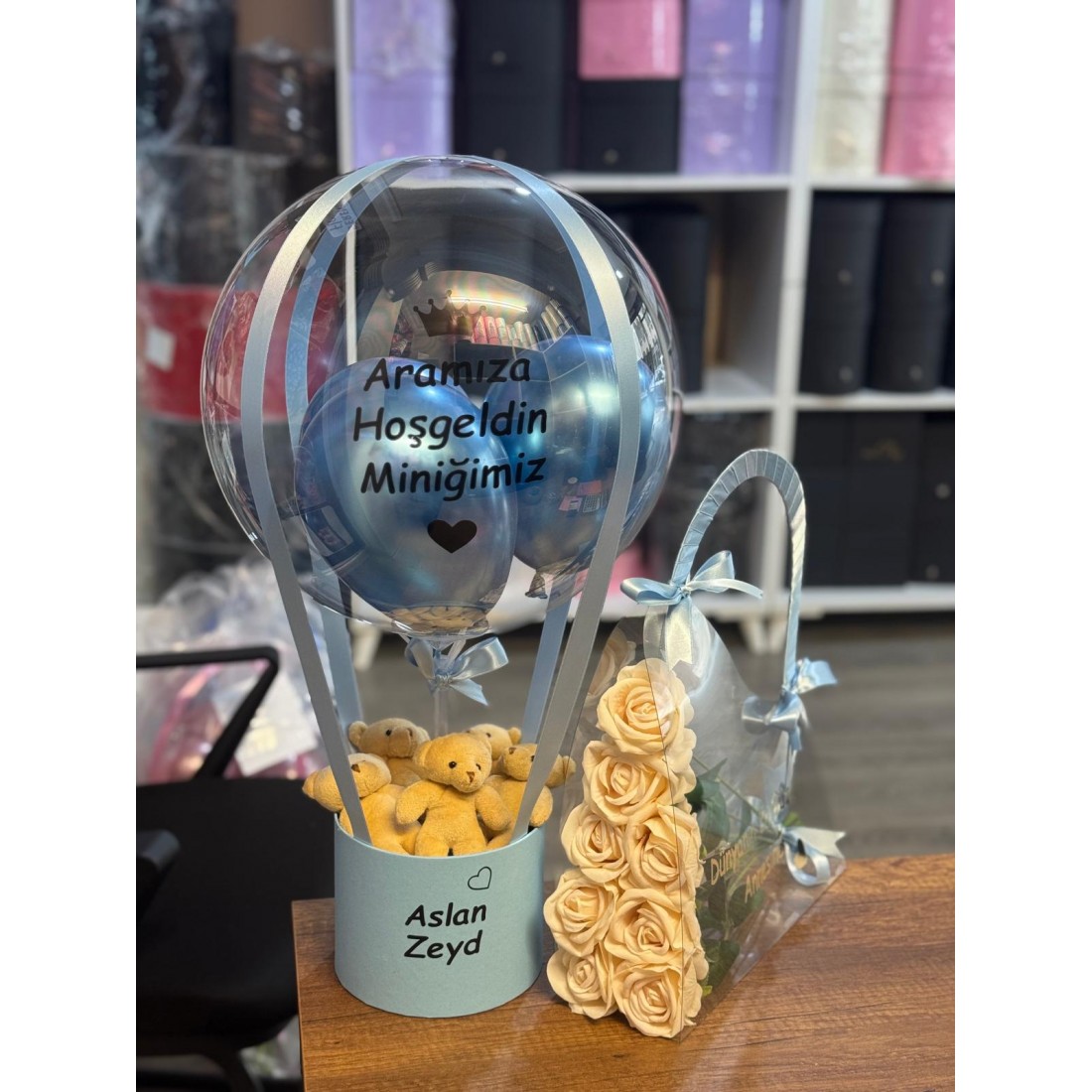 Aramıza Hoş Geldin Bebek Balon Kutusu 2'li set (Çanta,Balon)