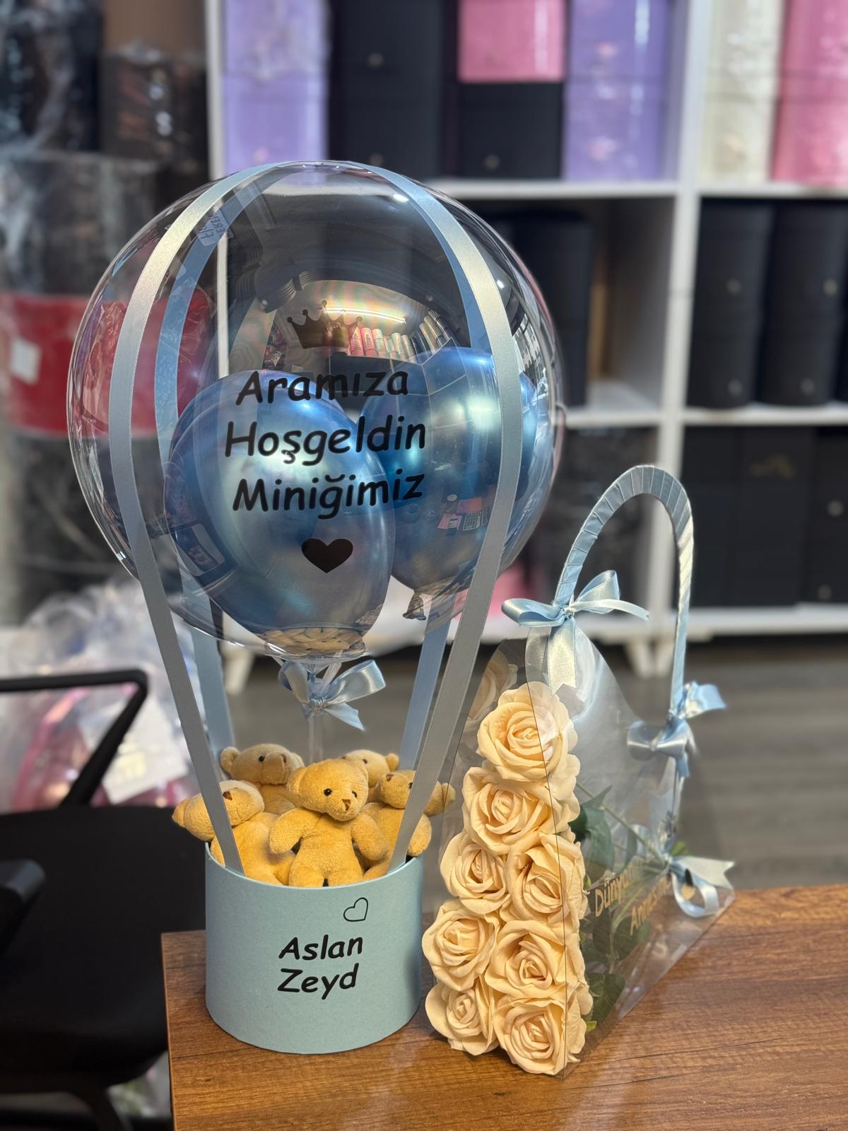 Aramıza Hoş Geldin Bebek Balon Kutusu 2'li set (Çanta,Balon)