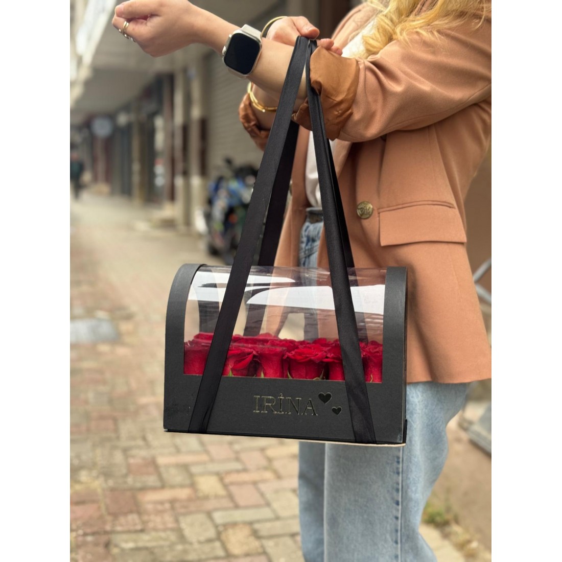 Kişiye Özel Lüks Çanta (Kırmızı Gül)