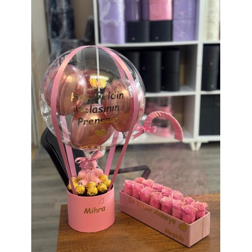 Anne,Bebek 2'li set (Çanta,Balon)Çikolatalı