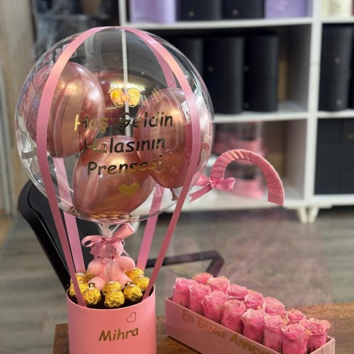 Anne,Bebek 2'li set (Çanta,Balon)Çikolatalı