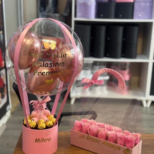 Anne,Bebek 2'li set (Çanta,Balon)Çikolatalı