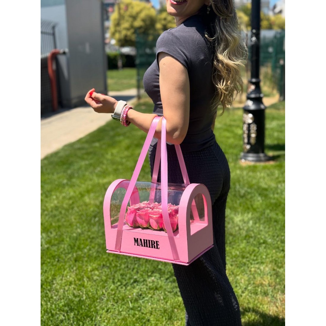 Kişiye Özel Lüks Çanta (Pembe Gül)
