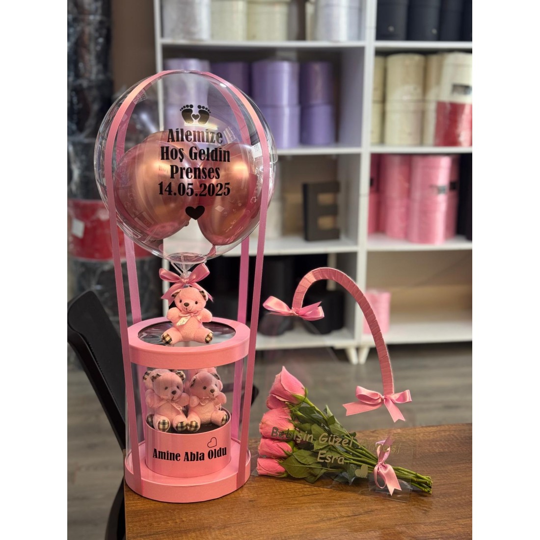 Lüks Asetat Balon Kutusu ve Anne Çantası (2'li set)