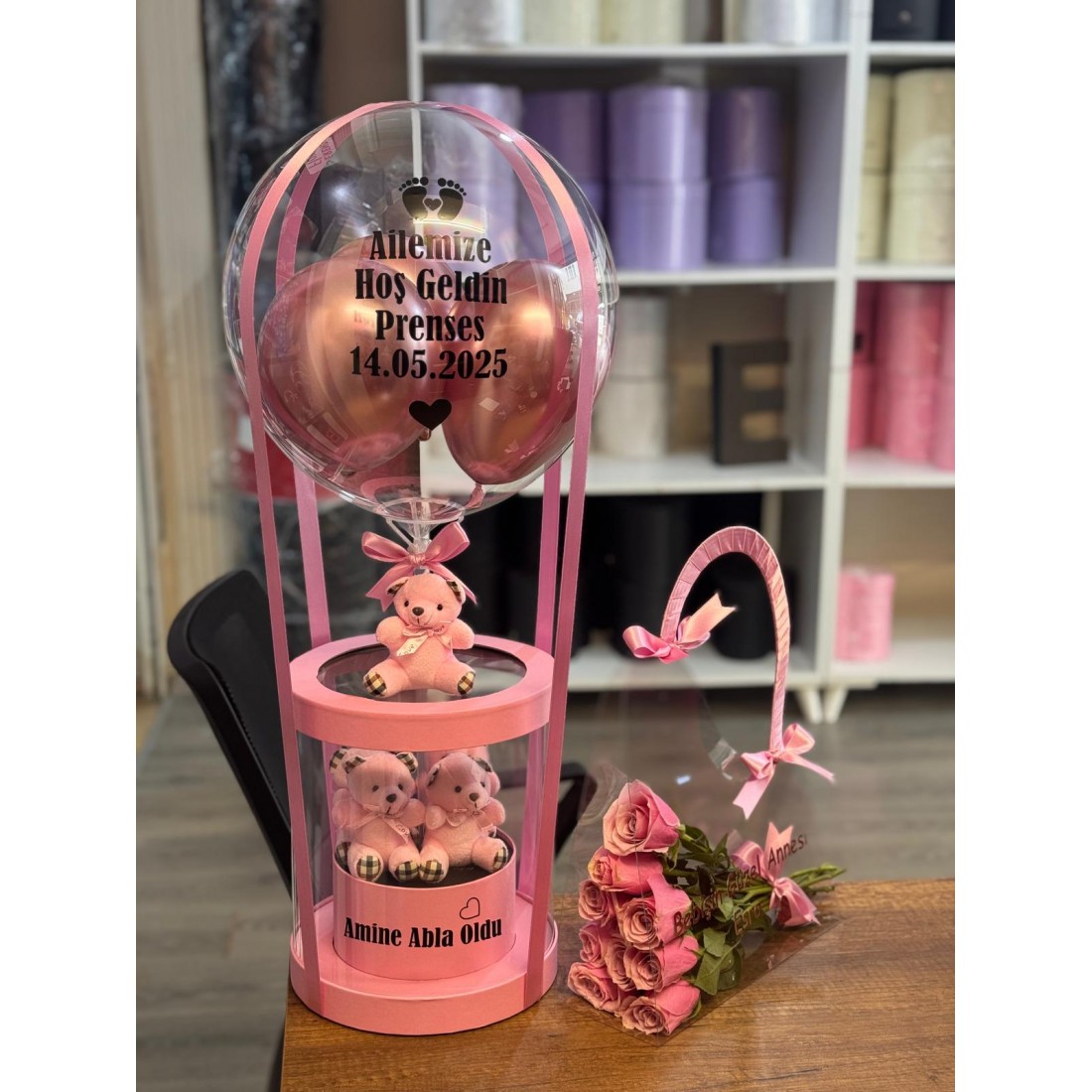 Lüks Asetat Balon Kutusu ve Anne Çantası (2'li set)