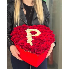 Harf Gül Kutusu (Kalp Kadife Kutu)