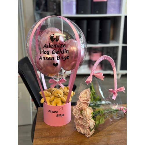Ailemize Hoş Geldin Bebek Balon Kutusu Anne Çantası (2'li set)