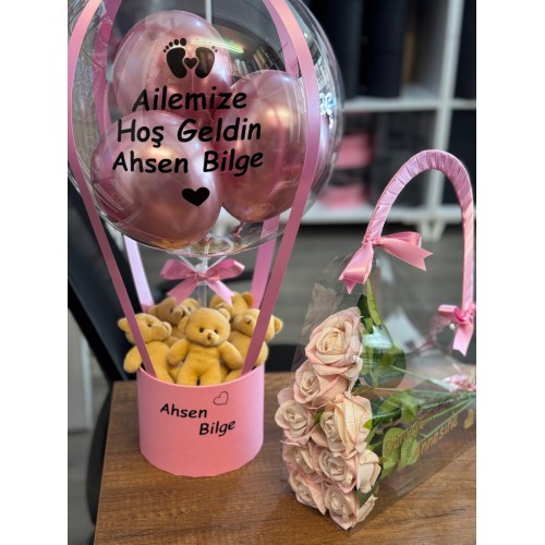Ailemize Hoş Geldin Bebek Balon Kutusu Anne Çantası (2'li set)