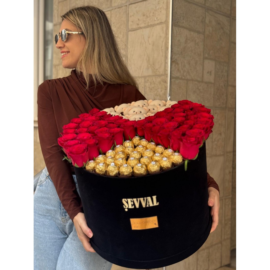 Kadife Kutuda Gül.Çikolata ve Ayıcık