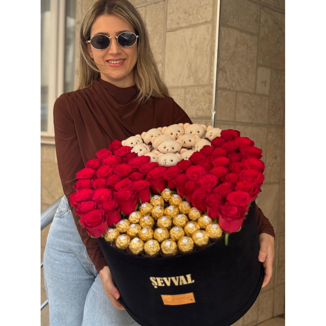 Kadife Kutuda Gül.Çikolata ve Ayıcık