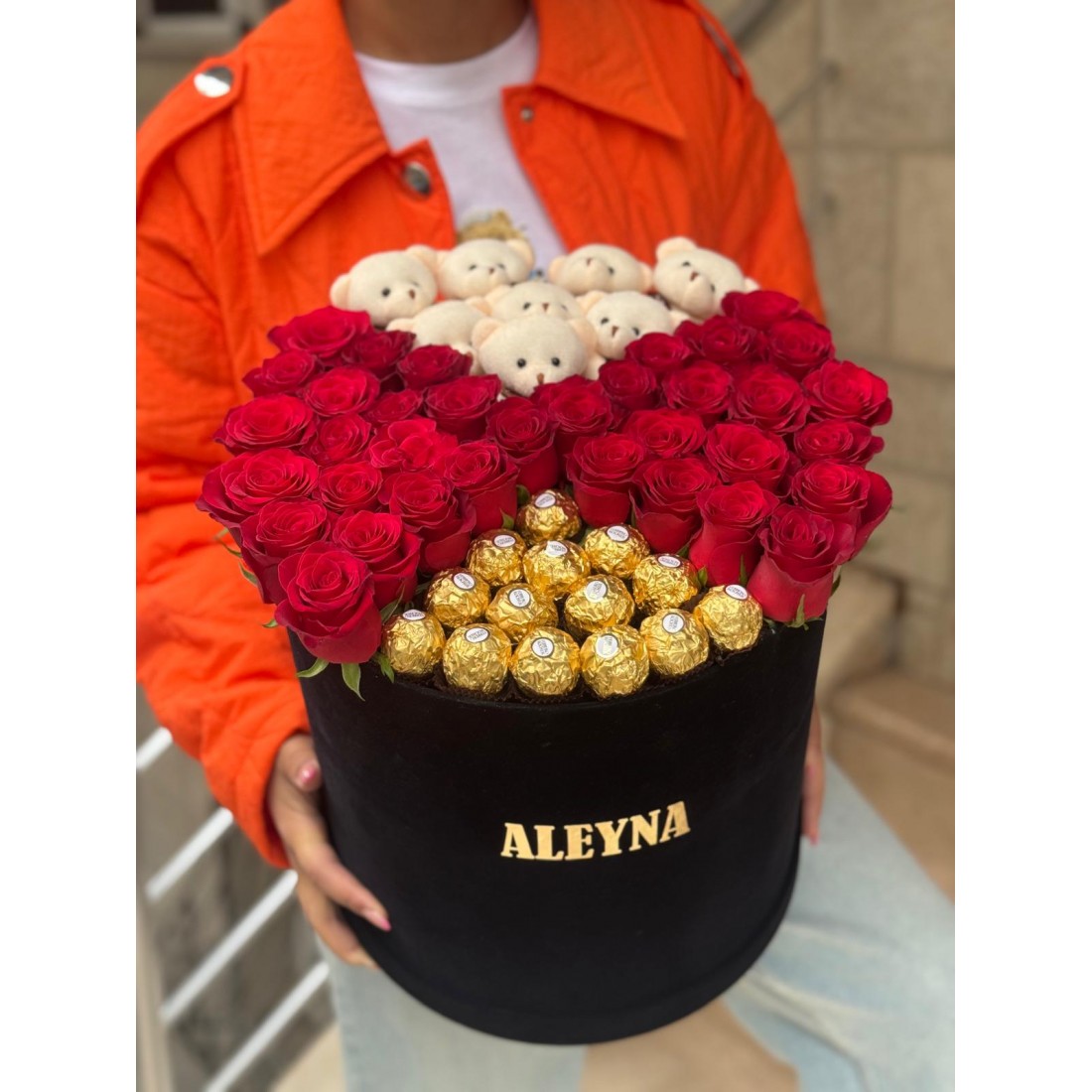 Kadife Kutuda Gül.Çikolata ve Ayıcık