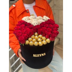 Kadife Kutuda Gül.Çikolata ve Ayıcık