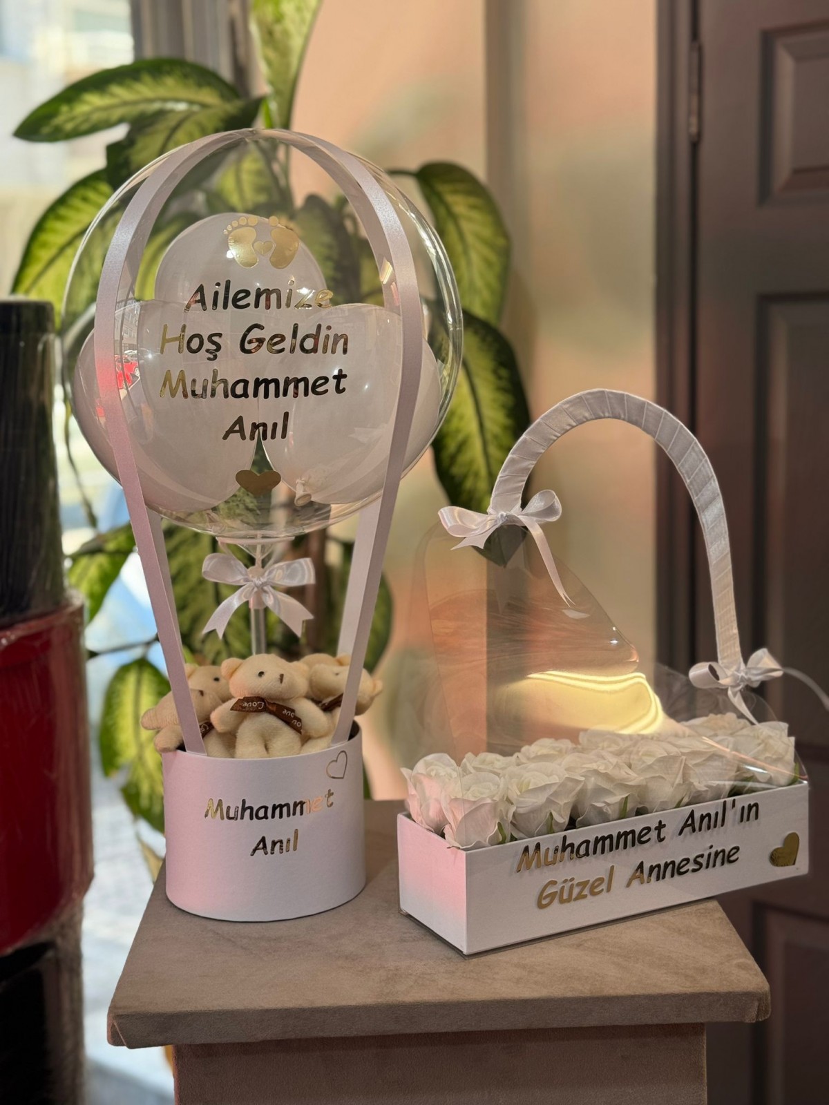 Bebek Balon Kutusu ve Kutulu Çanta Gül (Yapay)