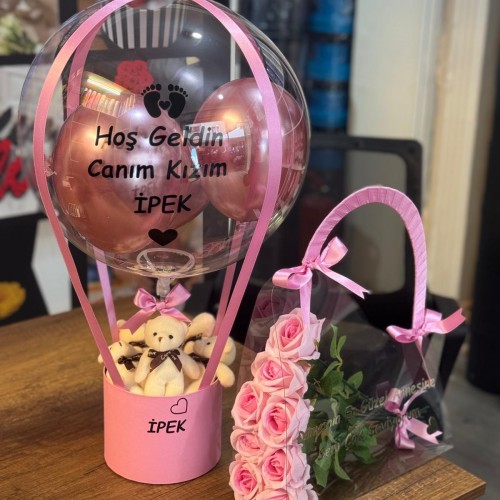 Ailemize Hoş Geldin Bebek Balon Kutusu Anne Çantası (2'li set)