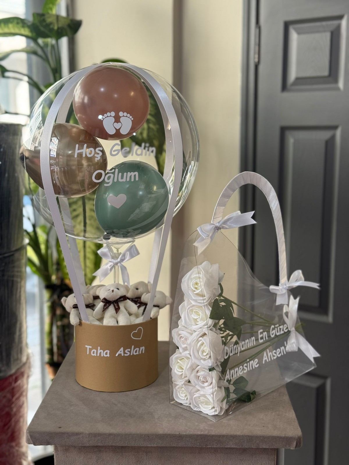 Hoş Geldin Oğlum Bebek Balon Kutusu 2'li set