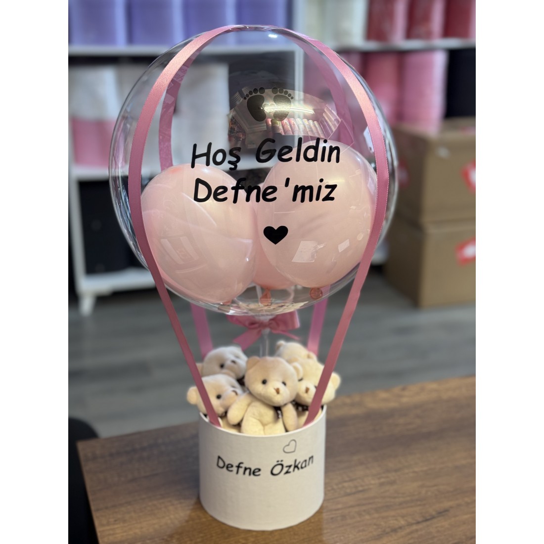 Hoşgeldin Bebek Balon Kutusu Ayıcık