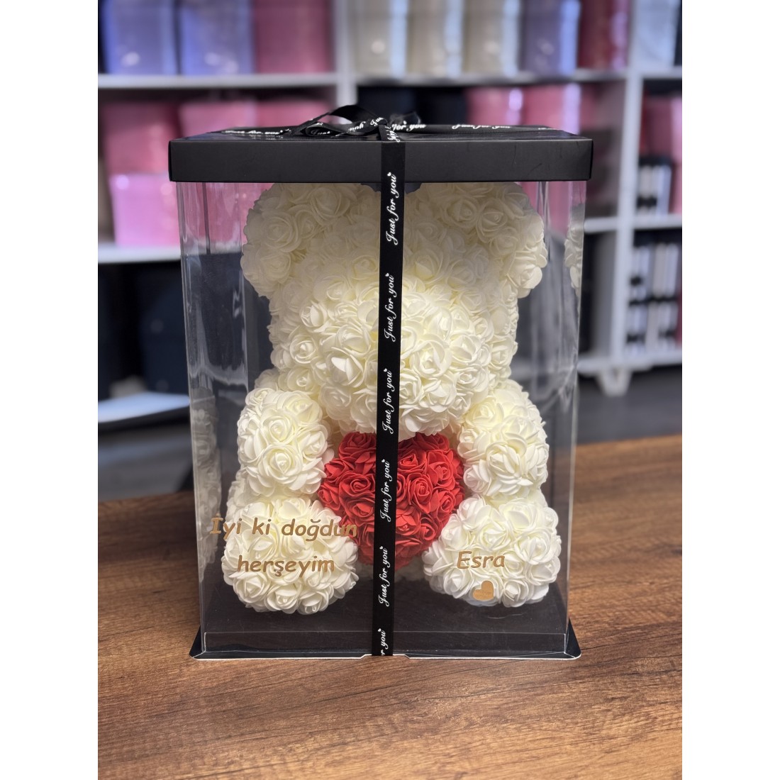 TeddyRose Bear Beyaz