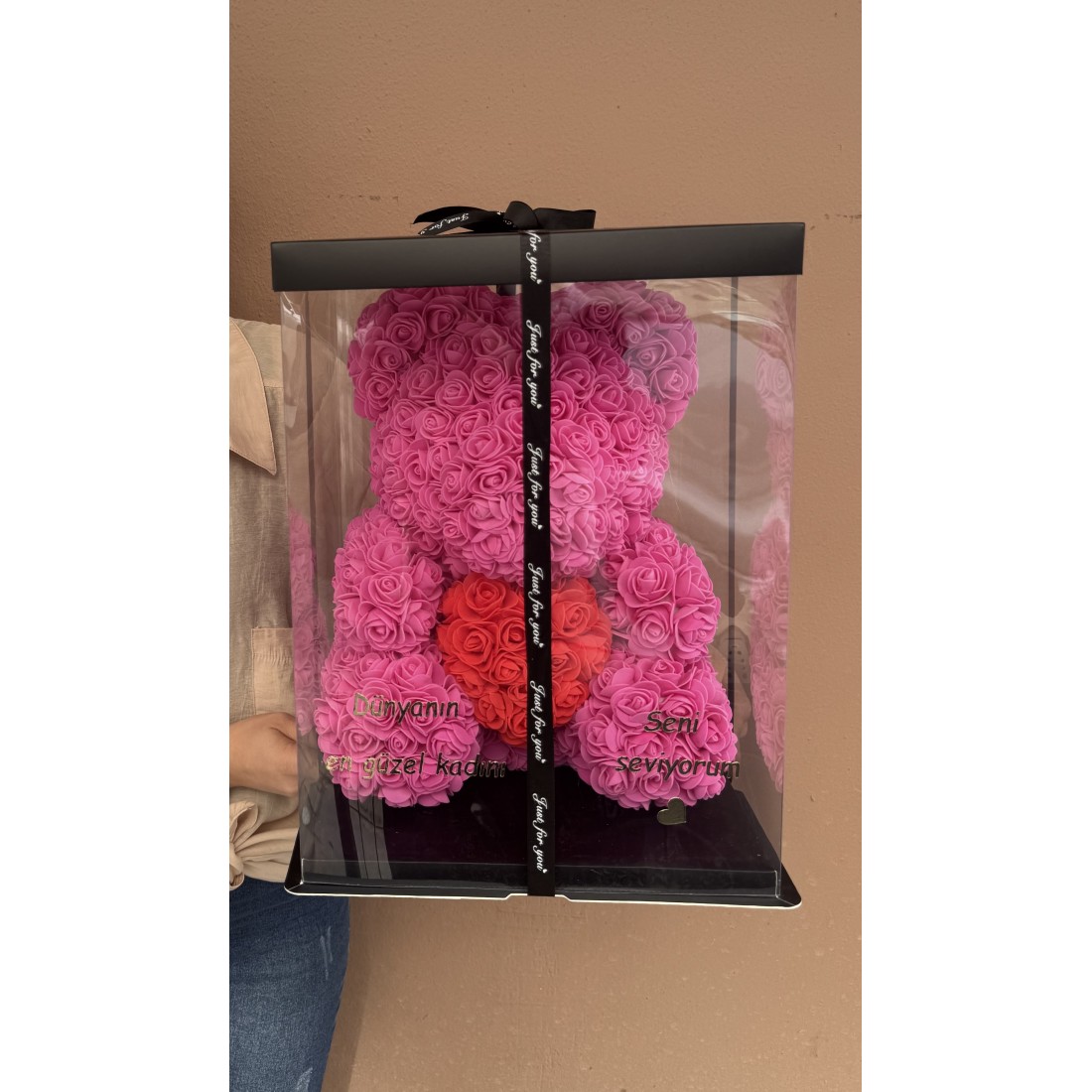 TeddyRose Bear Fuşya