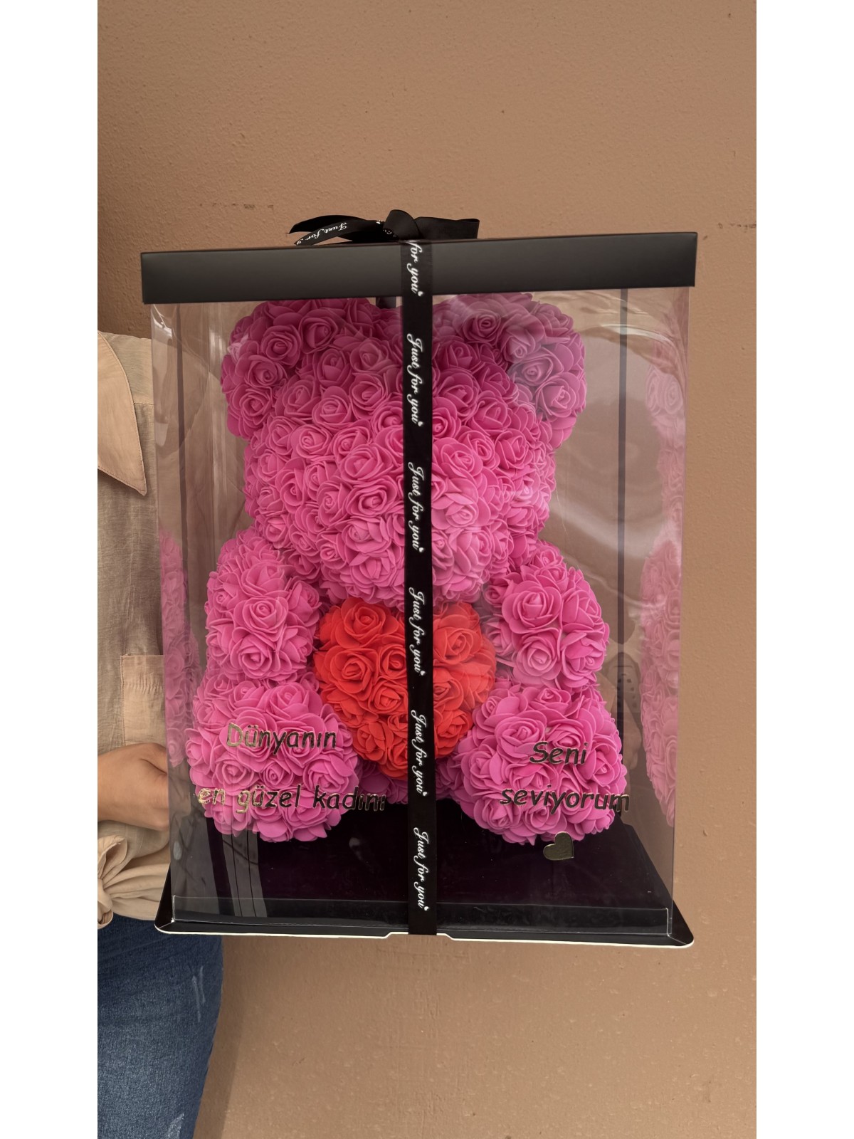 TeddyRose Bear Fuşya